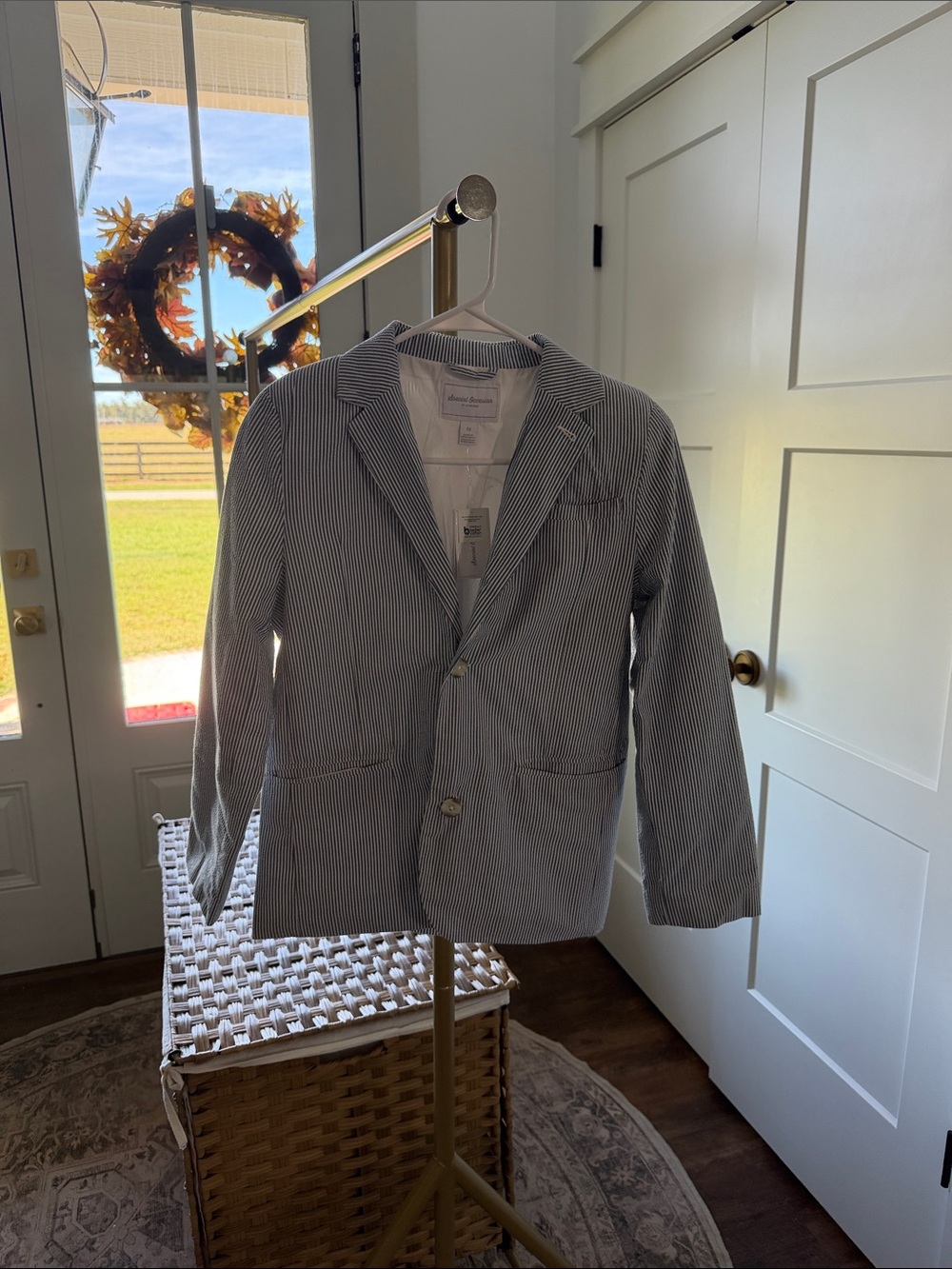 NWT-Seersucker Striped Blazer - Blue/White - Gymboree